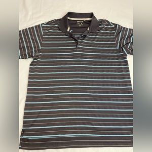 Adidas ClimCool Blue and Grey Striped Golf Polo Size M